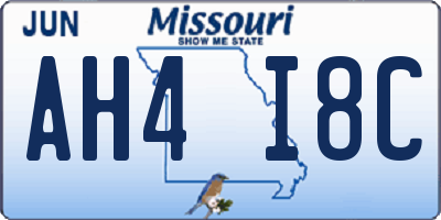 MO license plate AH4I8C