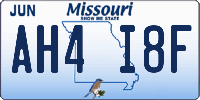 MO license plate AH4I8F
