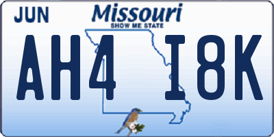 MO license plate AH4I8K