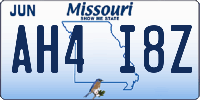 MO license plate AH4I8Z
