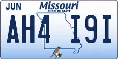MO license plate AH4I9I