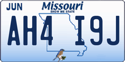 MO license plate AH4I9J