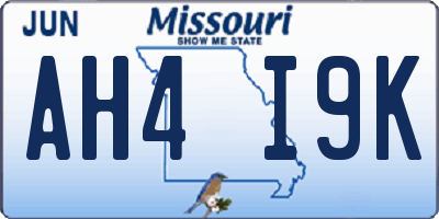 MO license plate AH4I9K
