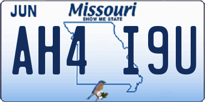 MO license plate AH4I9U