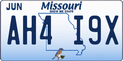 MO license plate AH4I9X