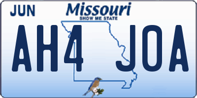MO license plate AH4J0A