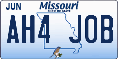 MO license plate AH4J0B