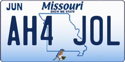 MO license plate AH4J0L