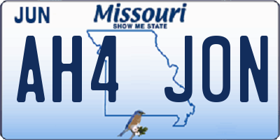 MO license plate AH4J0N