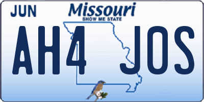 MO license plate AH4J0S