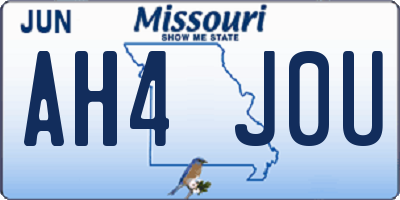 MO license plate AH4J0U