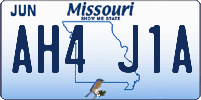 MO license plate AH4J1A