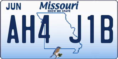 MO license plate AH4J1B