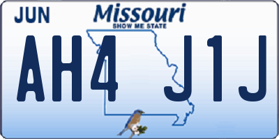 MO license plate AH4J1J