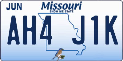 MO license plate AH4J1K
