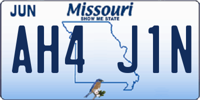 MO license plate AH4J1N