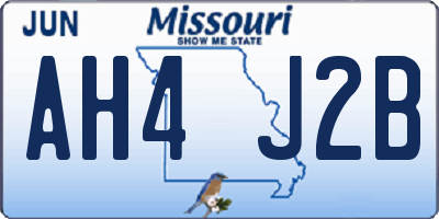 MO license plate AH4J2B