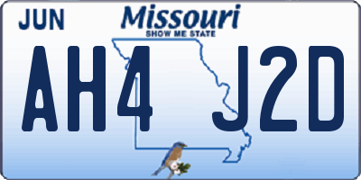 MO license plate AH4J2D