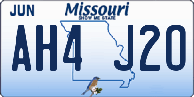 MO license plate AH4J2O