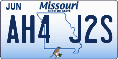 MO license plate AH4J2S