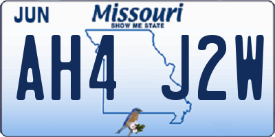 MO license plate AH4J2W