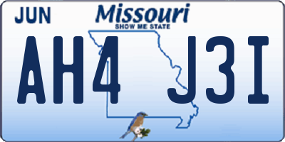 MO license plate AH4J3I