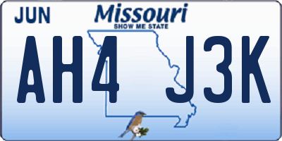 MO license plate AH4J3K