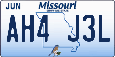MO license plate AH4J3L