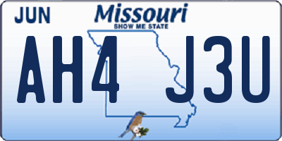 MO license plate AH4J3U