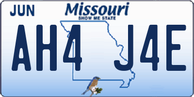MO license plate AH4J4E