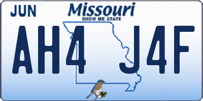 MO license plate AH4J4F