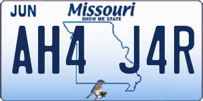 MO license plate AH4J4R