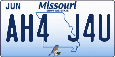 MO license plate AH4J4U