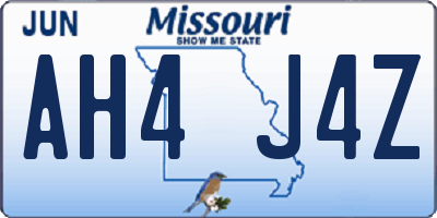 MO license plate AH4J4Z
