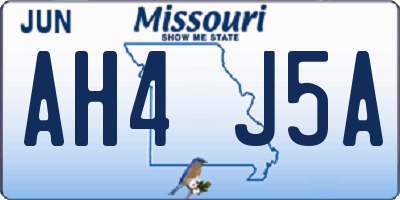 MO license plate AH4J5A