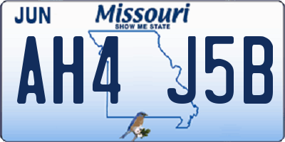 MO license plate AH4J5B