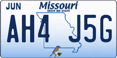 MO license plate AH4J5G