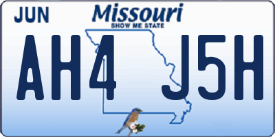 MO license plate AH4J5H