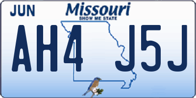 MO license plate AH4J5J