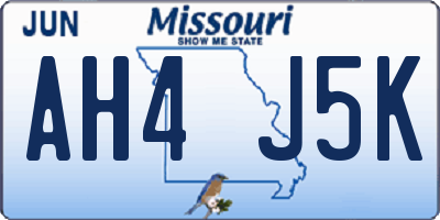 MO license plate AH4J5K