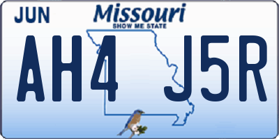 MO license plate AH4J5R