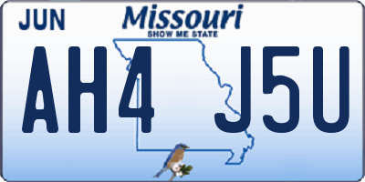 MO license plate AH4J5U
