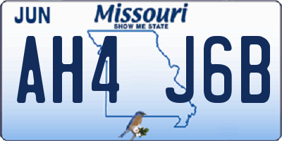 MO license plate AH4J6B
