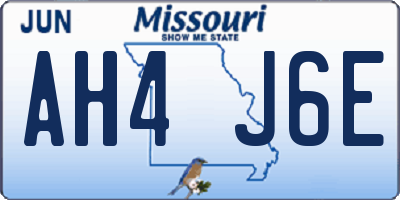 MO license plate AH4J6E