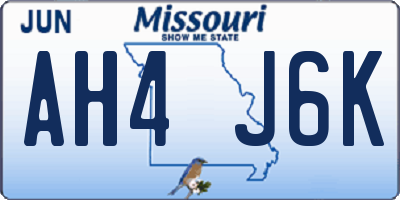 MO license plate AH4J6K