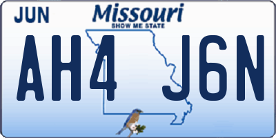 MO license plate AH4J6N