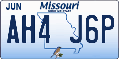 MO license plate AH4J6P