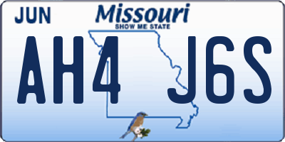 MO license plate AH4J6S