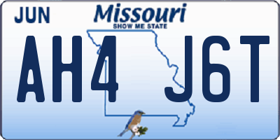 MO license plate AH4J6T