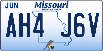 MO license plate AH4J6V